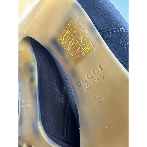 Gucci Black Leather Edith Tall Knee High Boots Size 36 Block Heel Platform Boot - Picture 7 of 13